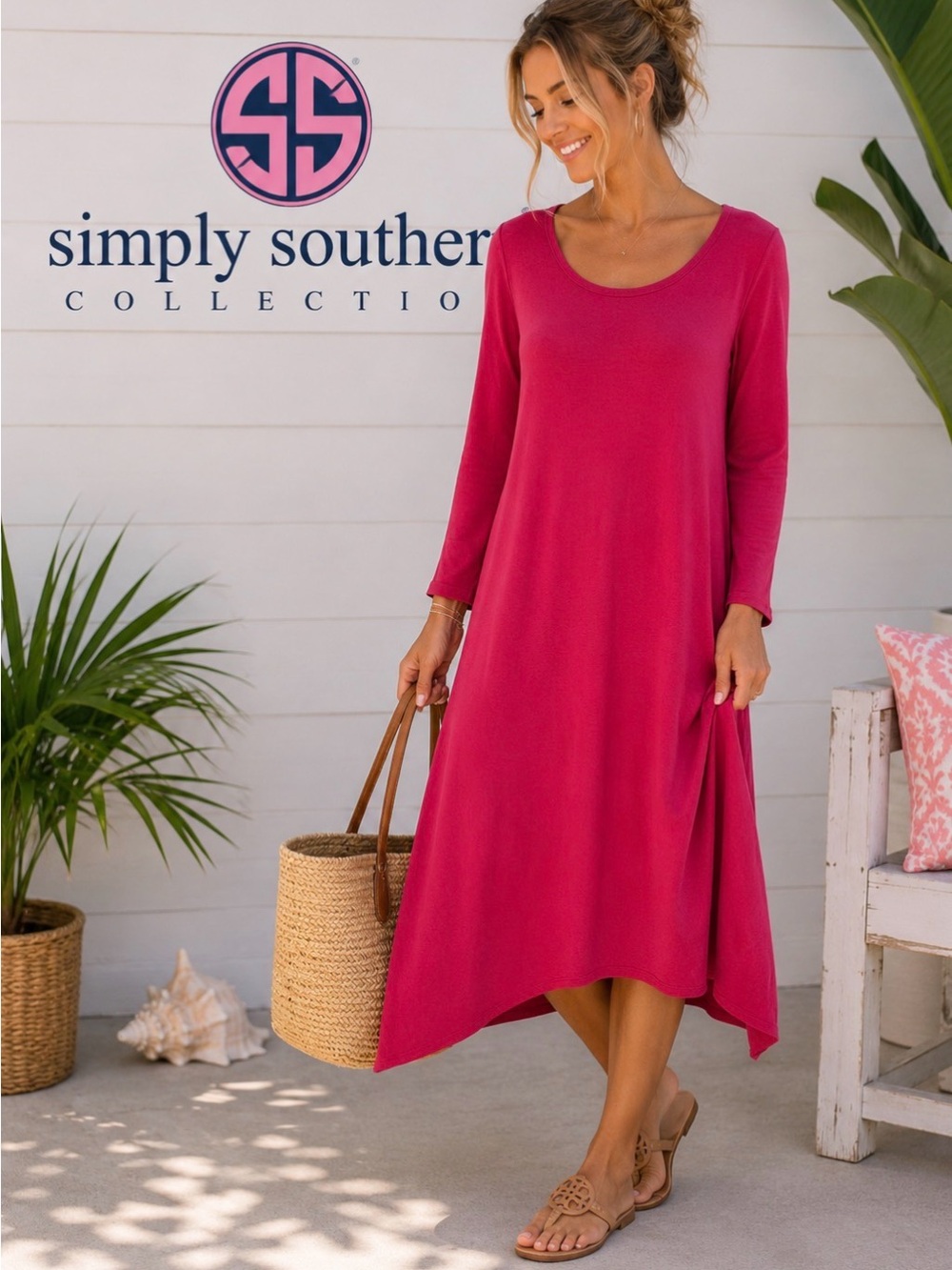 SIMPLY SOUTHERN Pink Knit Long Tunic Dress NWT